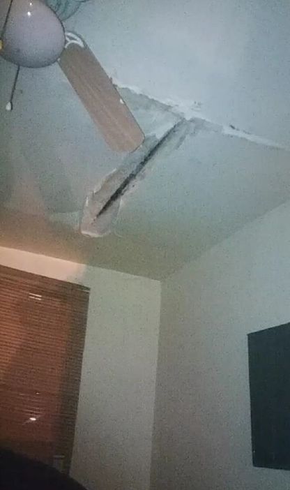 Evidence of ceiling collapse inside of the Crown Heights property, supplied by the Crown Heights Tenant Union.